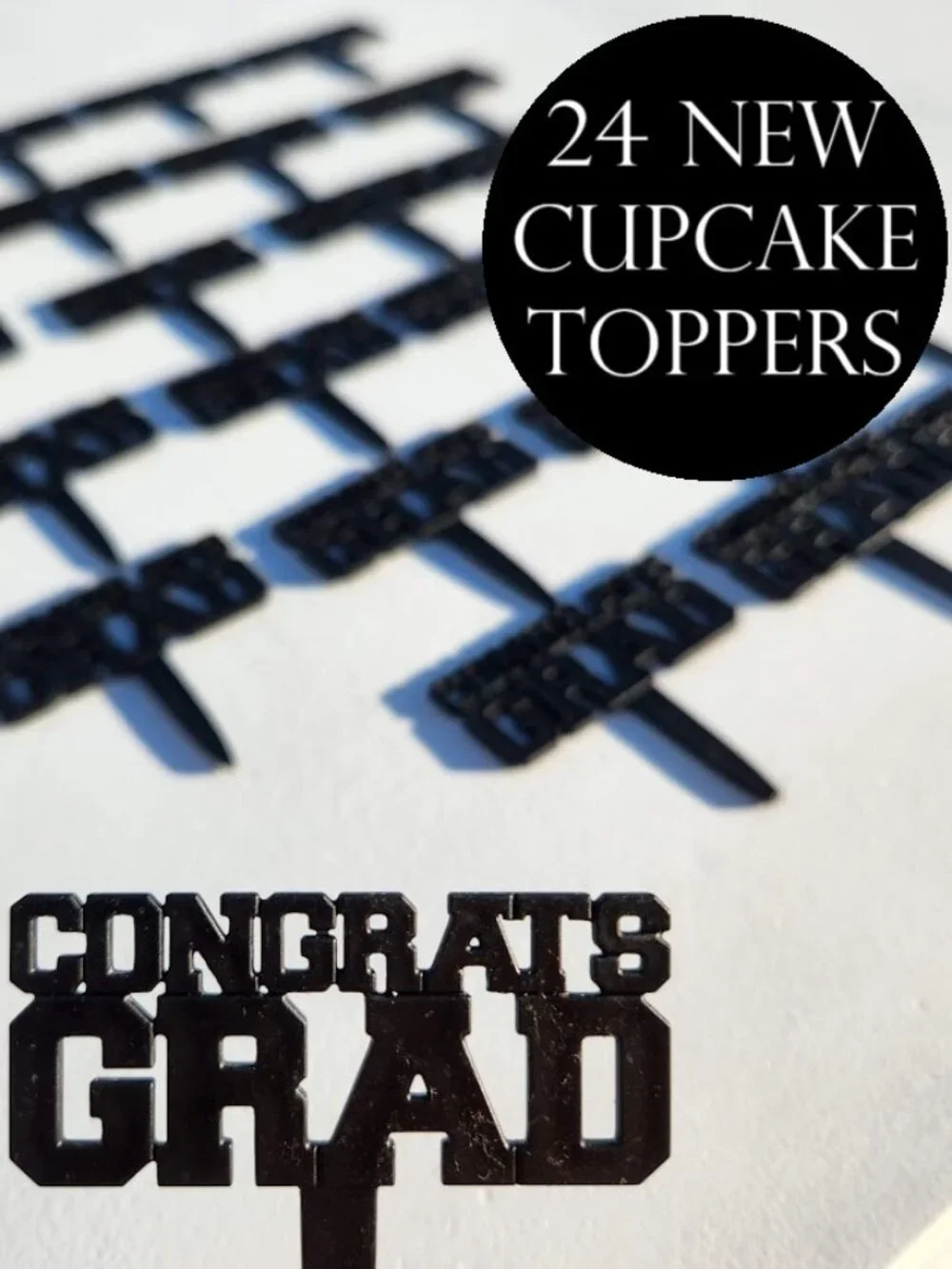 24 Congrats Grad Graduation Cupcake Cake Toppers Picks New Party Supplies DIY Ba